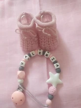 Clip de chupete de silicona para bebé, cadena de chupete colorida con nombre personalizado para bebé, chupete para la dentición, Clips para chupetes