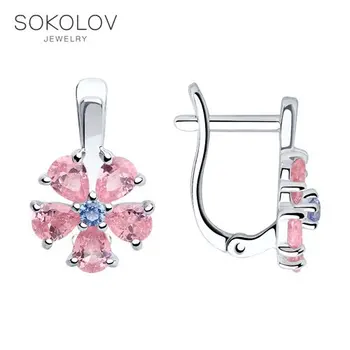 

Sokolov drop earrings with stones in silver with cubic zirconia, fashion jewelry, 925, women's/men's, male/female, long earrings