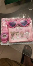 Regalo Original de LOL sorpresa muñecas 3 en 1 figuras Lol gafas de sol billetera con reloj Digital figura de Anime reloj para niños