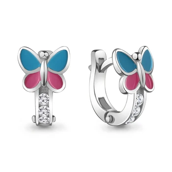 

Children's aquamarine earrings with cubic zirconia enamel, 925 sterling silver