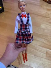 Skirt Wear-Accessories Outfit Wave-Point-Dress Grid Daily Barbie-Doll Fashion Casual