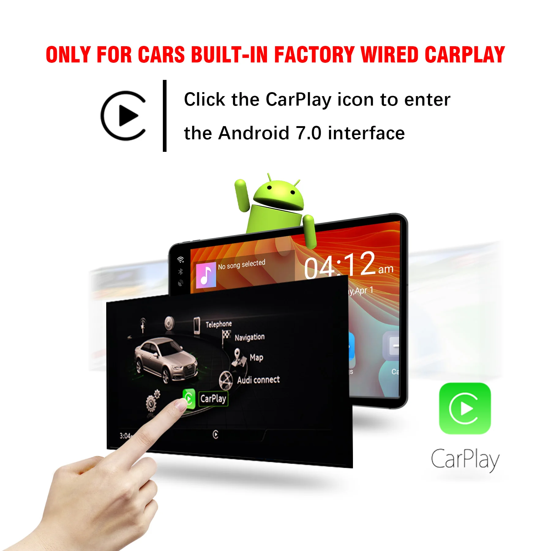 Plug & Play Support Google Play Apps Download Youtube Netfilx Mirroring Online GPS 2016-2020 Multimedia AI Box for Factory Wired Apple Carplay Cars OTTOCAST Wireless Carplay Adapter U2-SMART