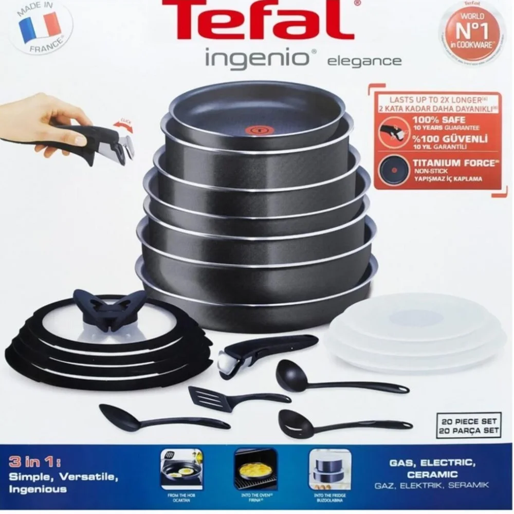 Tefal Ingenio Elegance Set de 3 Casseroles 16/18/20 cm (1,5/2,1/3