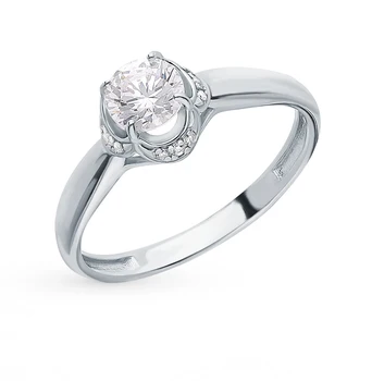 

Silver ring with cubic zirconia sunlight sample 925 test