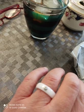 Anillo de cerámica de color blanco y negro para mujer, sortija grande de cristal para boda, ancho de 6mm, talla 6-10, regalo para hombre