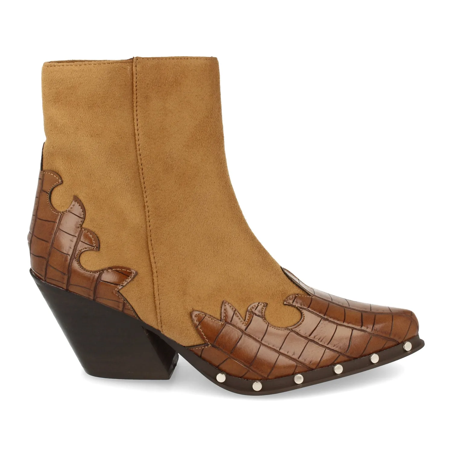Tacon Botin studded at the tip crocodile print on Talon and zipper closure autumn winter 2020 |
