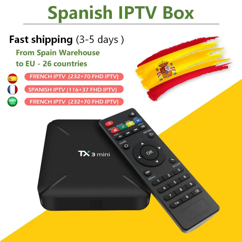 TX3 Мини Android Smart tv Box 2 ГБ/16 г Almlogic S905W с 1 год бесплатно Procaja IP tv подписка для испанских ТВ кораблей из Испании
