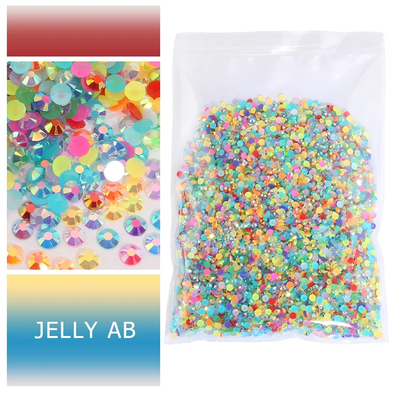 2mm-5mm Resin Rhinestone Round Nail Art Mixed Flat Backs Acrylic Rhinestones Gems  Decorations Diy for Bag, Shoes, Pants 