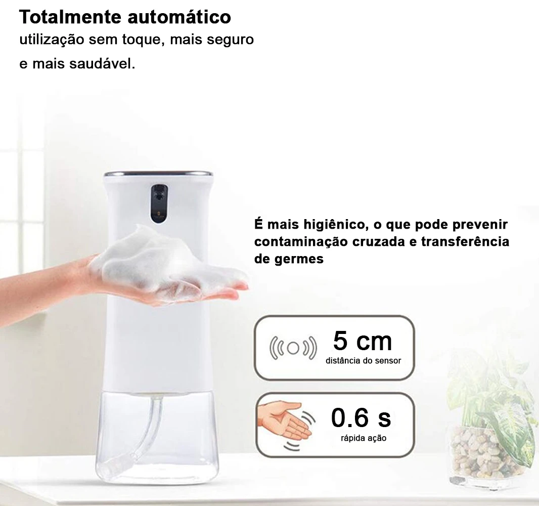 Dispenser Sabonete Liquido Espuma Sensor Automático