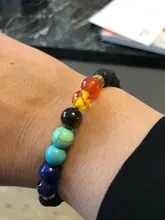 7 Chakra encantos pulseras piedra de Lava para hombres y mujeres aceites esenciales difusor cuentas de piedra Natural de la cadena de moda joyería hecha a mano