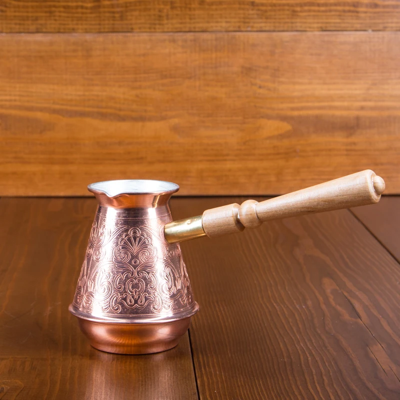 Koop Turk Koffie Koper Tima Met Houten Handvat 700 Ml.