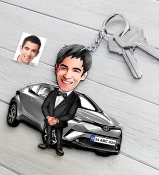 

Personalized Mr Toyota C-HR Figured Platter Wooden Cartoon Anahtarlık-3