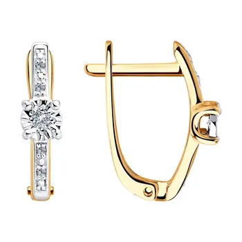 

Sokolov drop earrings with stones in combined gold with diamonds, fashion jewelry, 585, women's male, long earrings