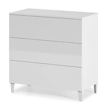 

Comfortable Nordic Style, Crawley solid Three drawers, White Finish Brightness, Measurement 76x80x40 cm