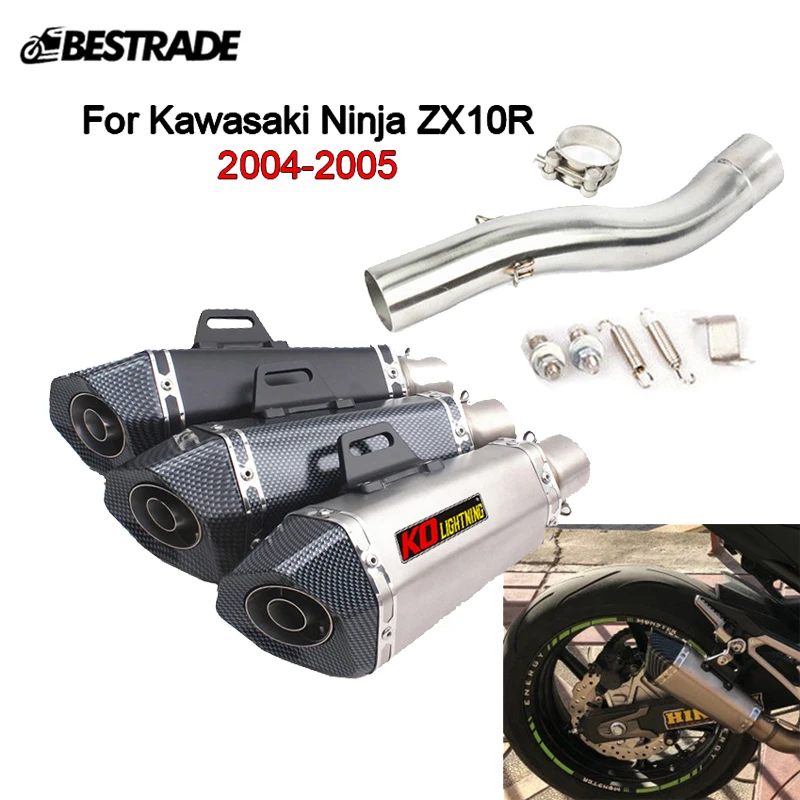 

Exhaust System for Kawasaki ZX10R 2004 2005 Motorcycle Exhaust Connector Link Tube Slip On 51mm Muffler Tips Stainless Steel