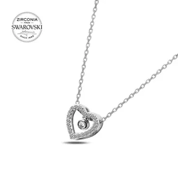 

Angemiel 925 Silver Swarovski Zirconia Cubic Zirconia Dangle Heart Pendant