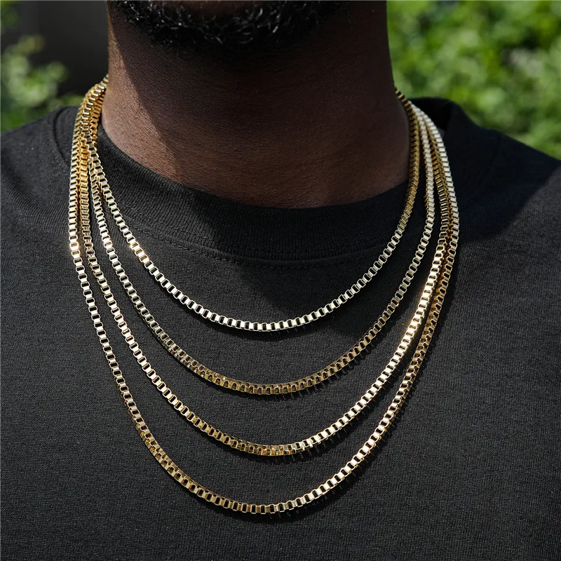 Silver Box Link Necklace Chain (3mm) 20