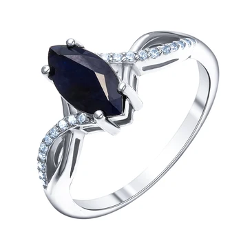 

Silver ring with cubic zirconia and Sapphire Nat. (U)