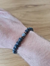 Pulsera de cuentas estilo tibetano para hombre, brazalete de abalorios, piedra de luna, diseño lava, buda, budista, chacras