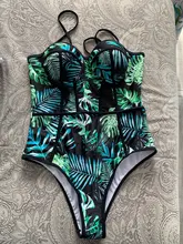 One-Piece Swimsuit Beachwear Print Ruffle Push-Up Female Summer Sexy New Women