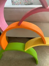 Juguetes de madera en 3D DIY para niños, arcoíris, bloques de construcción, apilador de gran tamaño, creativo, Montessori, juguetes educativos
