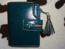 Cartera pequeña de cuero con cera de aceite para mujer, billetera pequeña de alta calidad con cremallera y broche, tarjetero