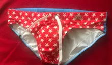 Bañador estampado para hombre, ropa de baño Sexy, bañadores triangulares, Brave Person, traje de baño de cintura baja, pantalones de estrella de retazos