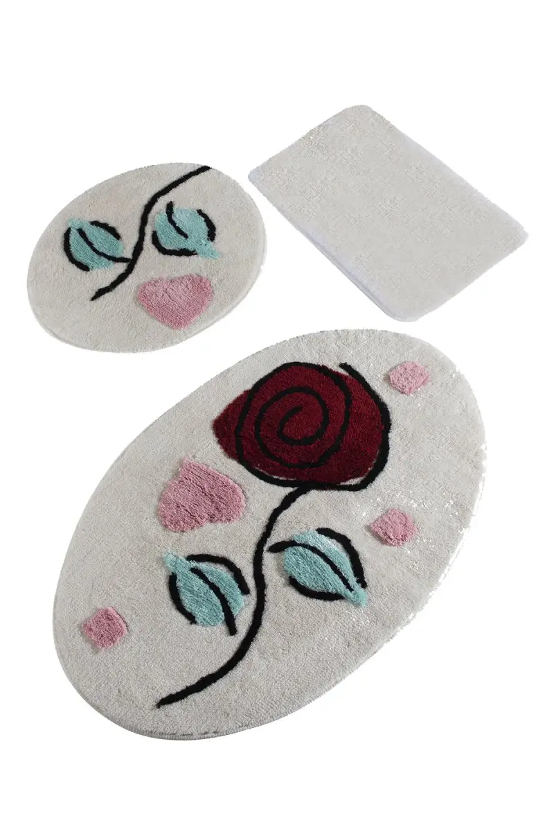 Коврик для ванной | коврик для ванной нескользящие Противоскользящие коврики Siena Ecru 3л набор 60X100 cm-50X60 Cm-40X60 см