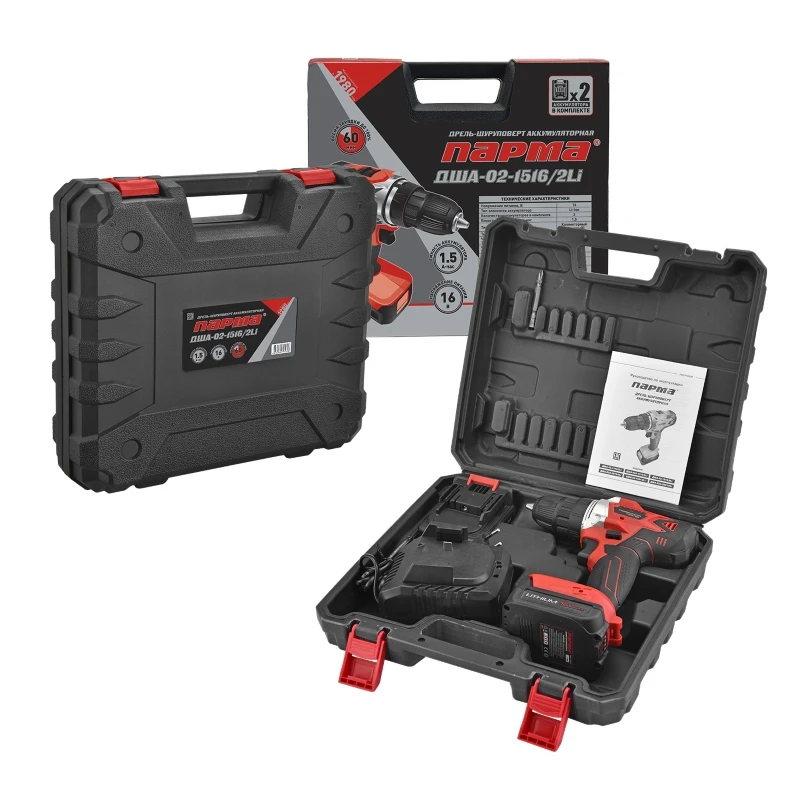 Дрель-шуруповерт аккумуляторная Парма ДША-02-1516/2Li