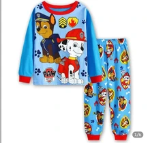 Paw Patrol-Pijama de algodón para niños, ropa de dormir de dos piezas, de manga larga