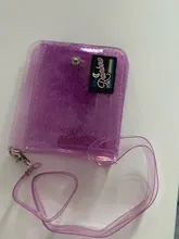 Bentoy-cartera transparente de PVC con cuello corto para mujer, monedero holográfico láser Milkjoy, tarjetero con letras brillantes