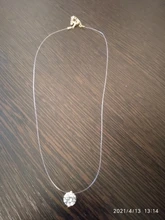 Colgantes redondos de circón AAA para mujer, collar de hilo de pescar transparente Invisible, gargantilla de Metal, Color dorado y plateado