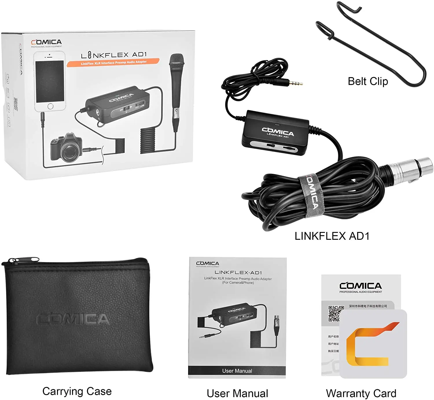 Adaptador de Áudio para Iphone Xlr para 3.5mm Comica Linkflex Microfone Preamp Amplificador Android Smartphone Dslr Câmeras Filmadoras Ad1 - Image 6