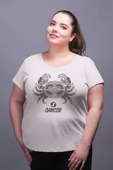 

Angemiel Wear Cancer Crab Zodiac White Women Cotton Large Size T-Shirt