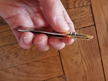 OT & T-Pinzas para cejas profesional, acero inoxidable, eliminación de vello de cejas, Punta inclinada plana, herramientas para maquillaje Facial