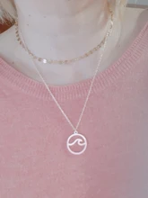 Jisensp-Collar con colgante de ondas bohemias para mujer, joyería de acero inoxidable, amuletos de surfista para playa, bisutería femenina