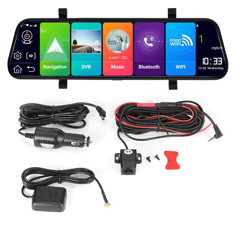 9,66 дюймов 4G Android 8,1 сенсорный экран автомобиля зеркало заднего вида DVR камера gps навигатор ADAS HD ночного видения видеорегистратор камера