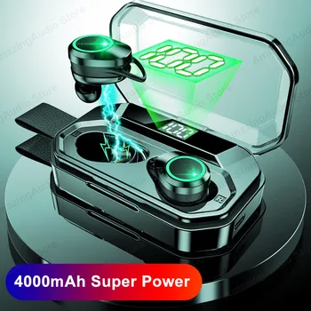 

TWS 5.0 Bluetooth Stereo Earphone Wireless Earphones IPX7 Waterproof Earphones 4000mAh LED Smart Power Bank Wireless Headsets