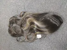 Pequeña LANA sintético Ombre negro marrón de oro con pelucas con reflejos largo ondulado resistente al calor de la parte media Cosplay pelucas para mujeres