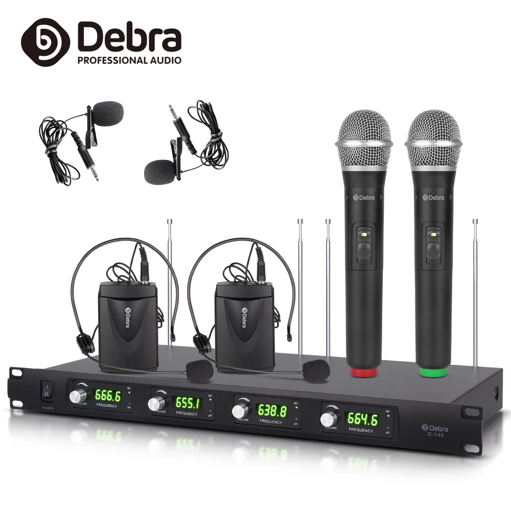Debra Audio D 140 4 канала с ручным и петличным микрофоном гарнитурой микрофон UHF Беспроводная микрофонная система