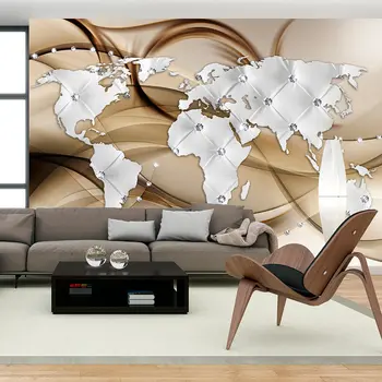 

Wall mural-World Map - White & Diamonds - 250x175 cm