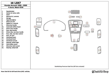 

Interior lining for Honda Accord 1998-2000. Set L647.