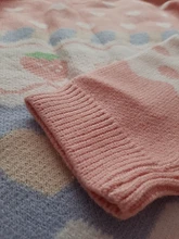 Suéter de punto Kawaii japonés para mujer, jersey de manga larga con estampado de fresa, Top de punto Rosa Vintage para Otoño e Invierno