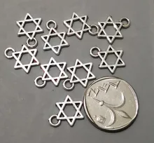 100 Uds Charms Star Of David Shield 13x10mm colgante antiguo ajuste, color plata tibetana Vintage, collar de pulsera DIY