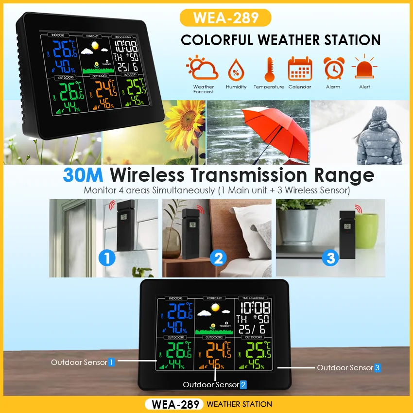 WEA-289 Digital Wireless Weather Station Indoor Outdoor