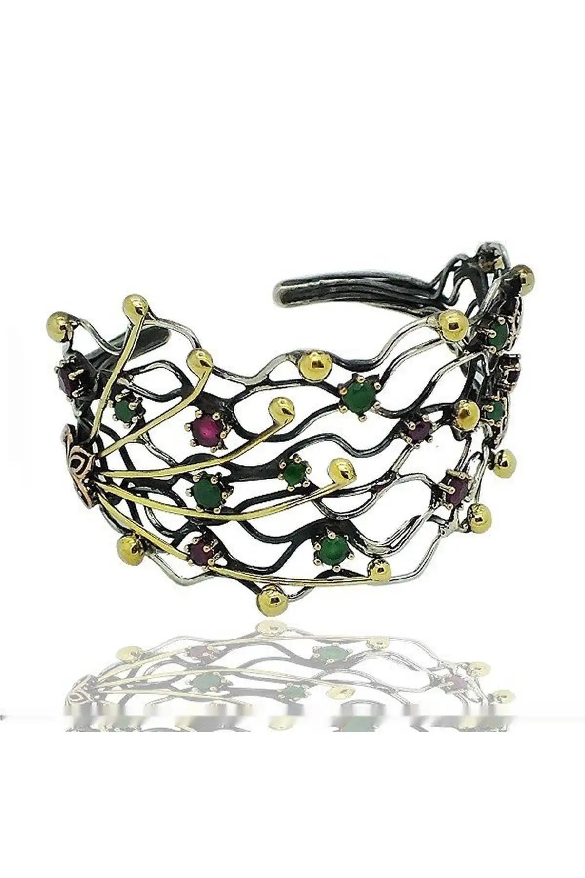 

Silver Natural Gemstone Ivy Design Womens Bracelet