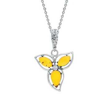 

Silver Pendant with cubic zirconia and amber sunlight