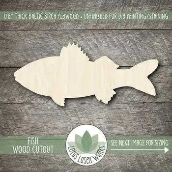 

Wood Fish Shape, Unfinished Wood Fish Laser Cut Shape, DIY Craft Supply, Many Size Options, Blank Wood Shapes
