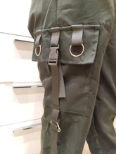 Pantalones Cargo informales para mujer, pantalón holgado de cintura alta, color negro, estilo coreano, con cinta, envío directo