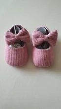 Zapatos de punto con lazo para bebé, calzado de algodón para recién nacido, primeros pasos, suela suave antideslizante, para primavera y otoño